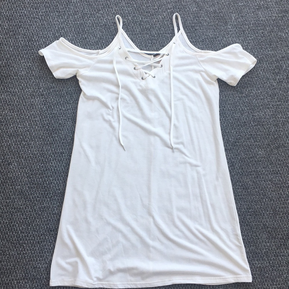 Poof! long shirt off the shoulder top size Large